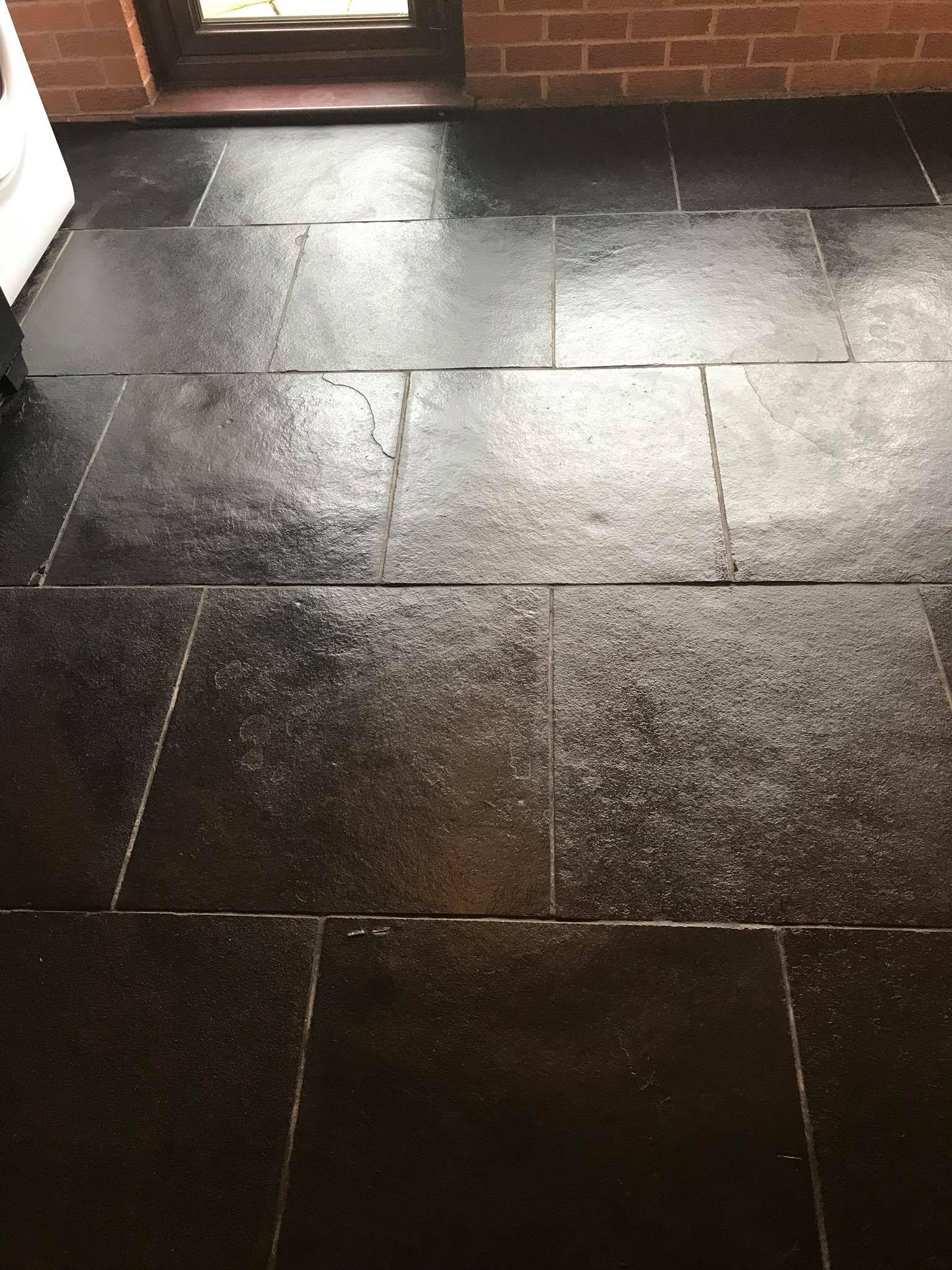 Hemmings Floor Restoration - Slate floor with colour enhancing sealer